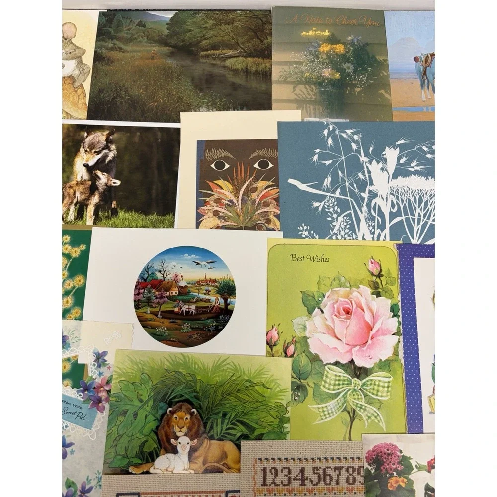 Vintage Thinking of You Cards Fronts ONLY Scrapbooking Crafts Lot of 50+
